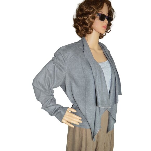 NWT Blank NYC Heathered Gray Waterfall Zip Up Jacket Cowl Neck Women's Size XL - Picture 5 of 12